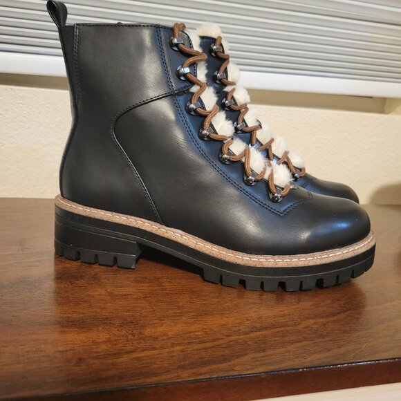 NWT a new day Black Lace-Up Boots with Brown Details Size 8 - Picture 2 of 9